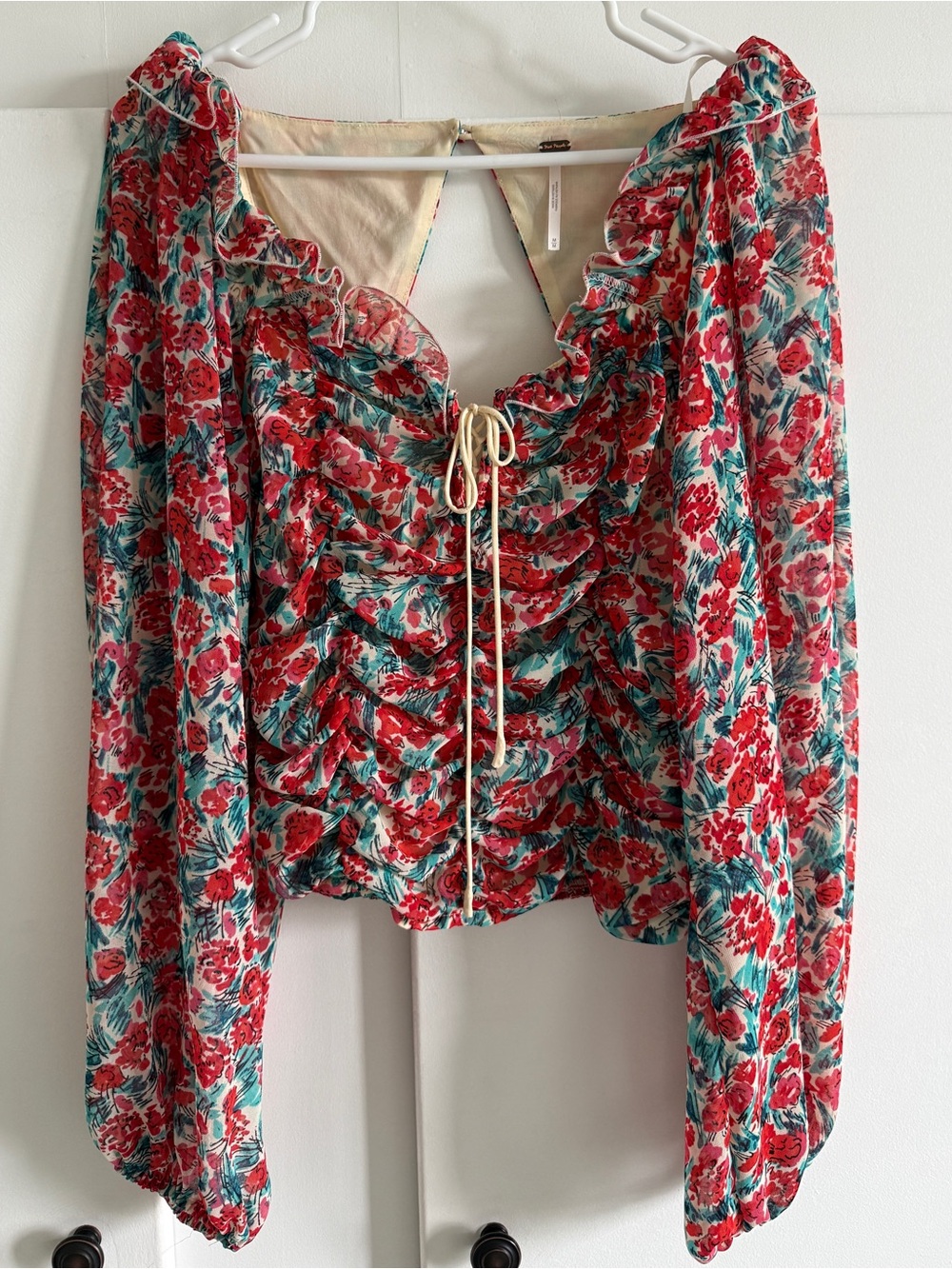 Free People floral long sleeve top